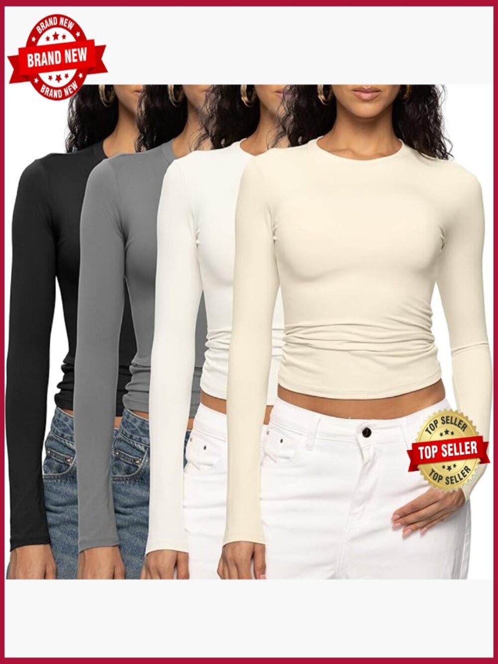 Long Sleeve Crop Tee Slim Fit Basic Shirt Going Out Casual Top
